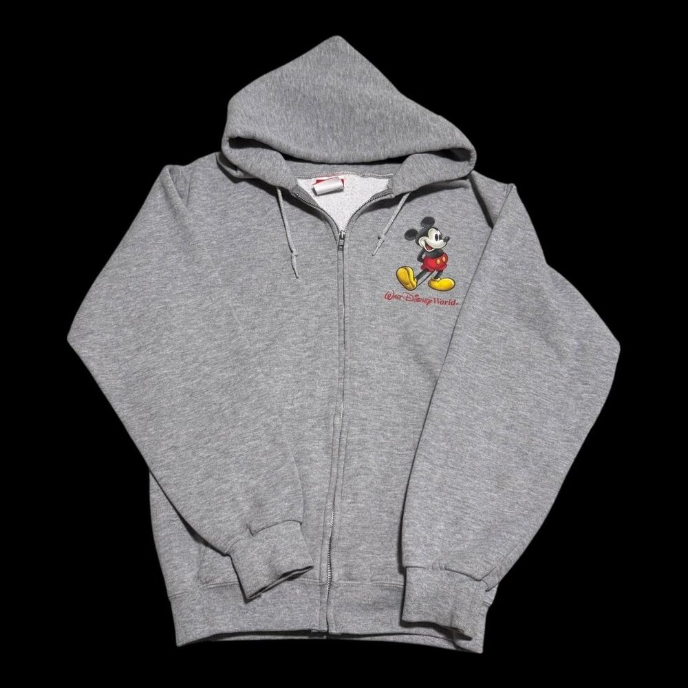 Vintage 90s Mickey Inc Mickey Mouse Full Zip Gray Hoodie Sweatshirt Adult‎ Small